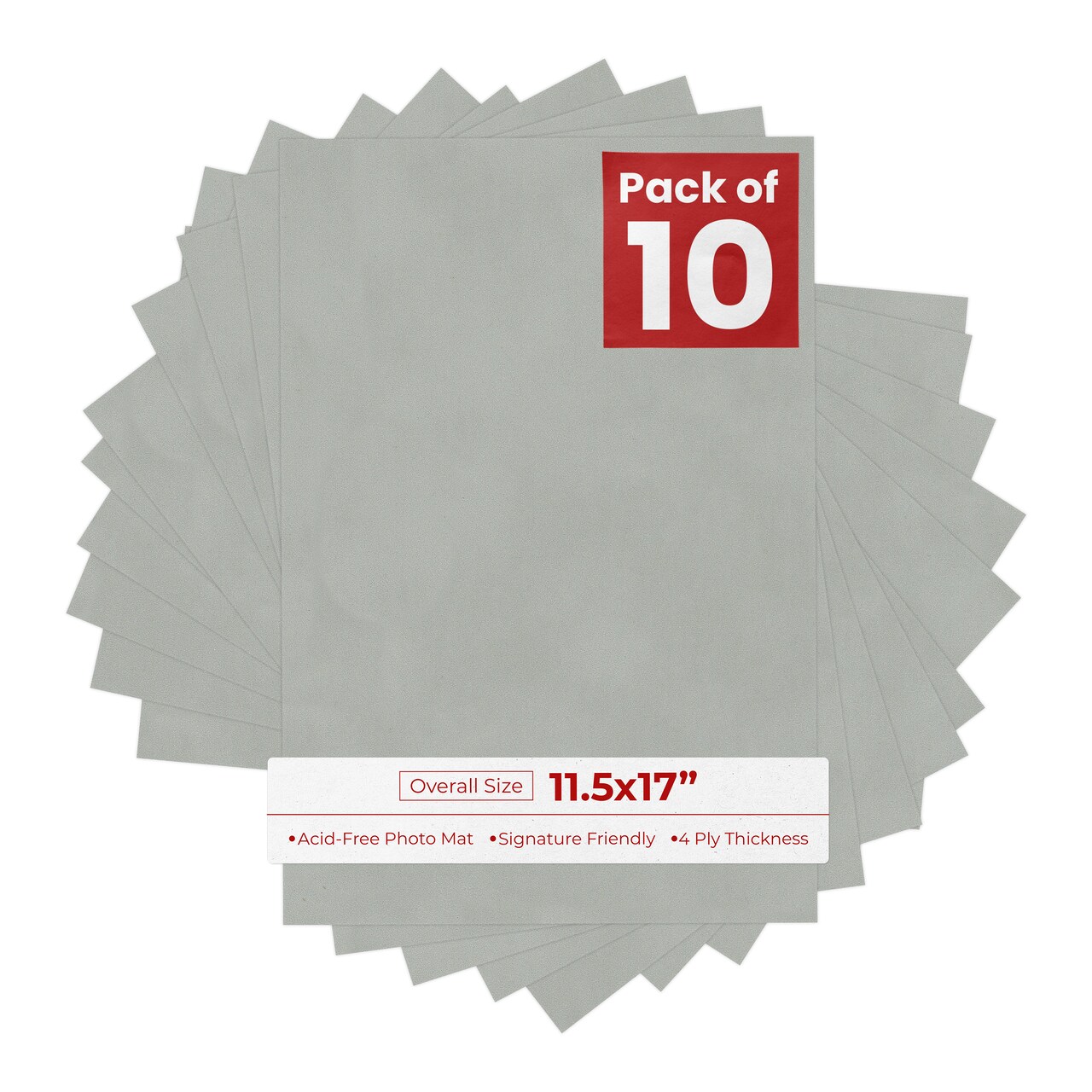 Light Grey Suede 11.5x17 Uncut Mat Board - Blank Sheets, No Opening